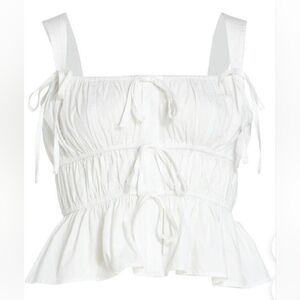 Moon River NWOT Babydoll Elasticised Ruched Ruffled Top Sleeveless Medium